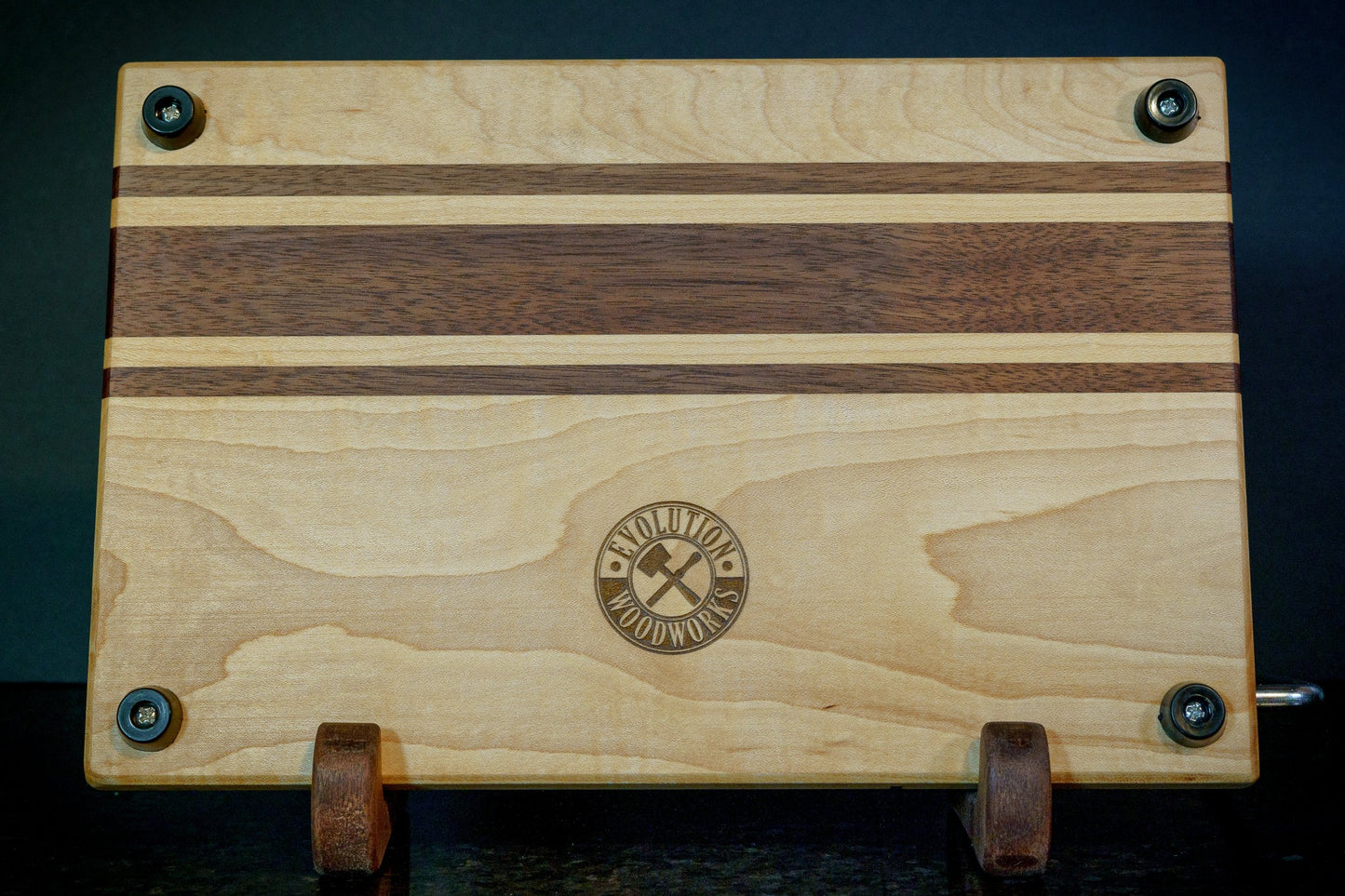 Hardwood Cheeseboards w/ Built-In Cutter | Maple & Walnut | Rally Stripe Single