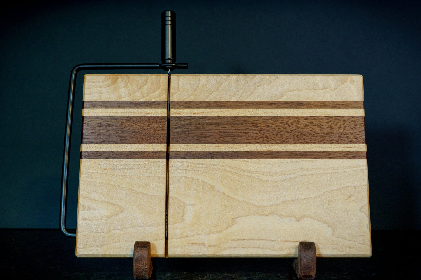 Hardwood Cheeseboards w/ Built-In Cutter | Maple & Walnut | Rally Stripe Single