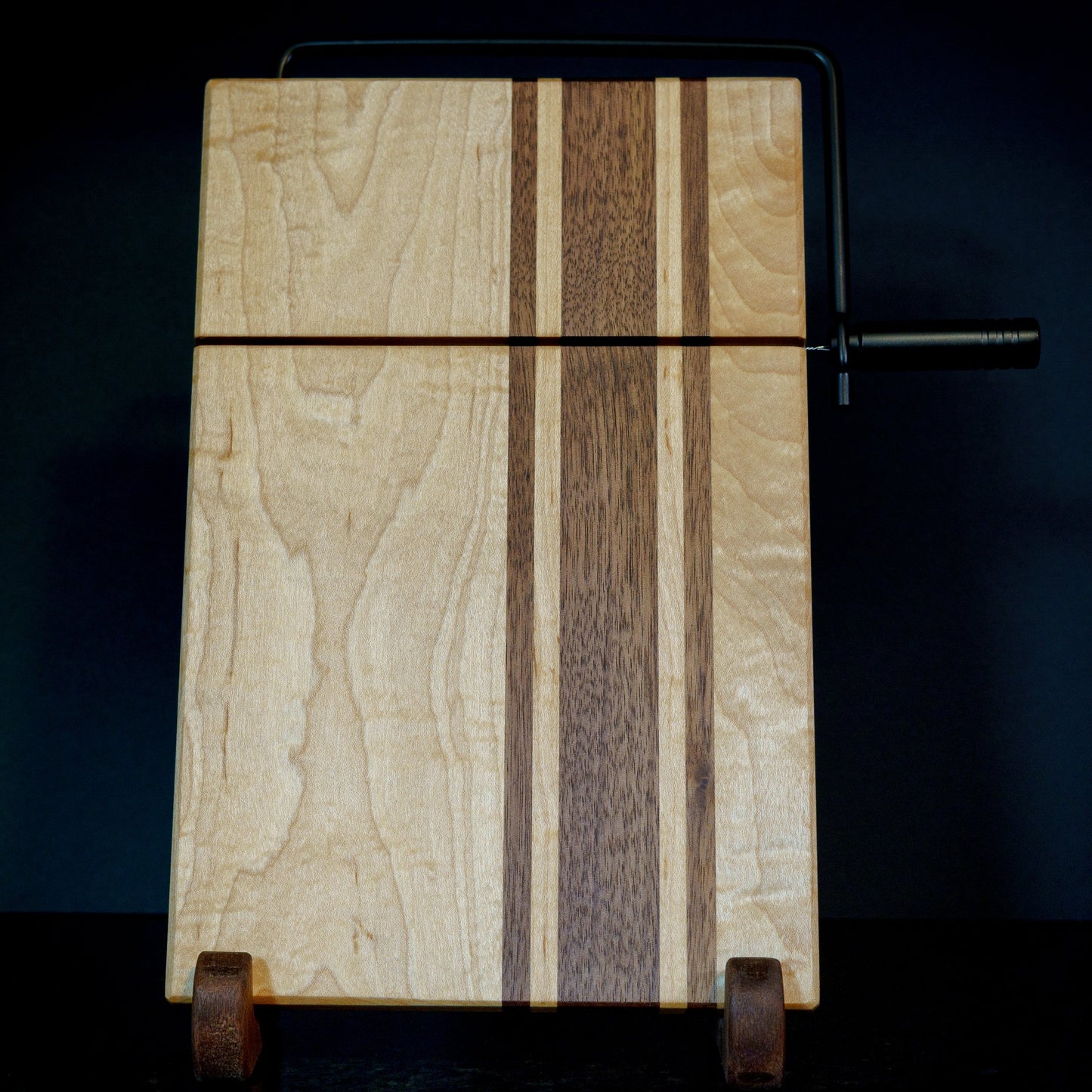 Hardwood Cheeseboards w/ Built-In Cutter | Maple & Walnut | Rally Stripe Single