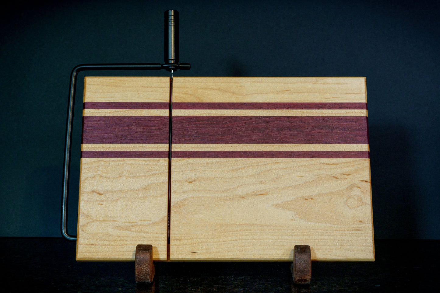Hardwood Cheeseboards w/ Built-In Cutter | Maple & Purple Heart | Rally Stripe Single