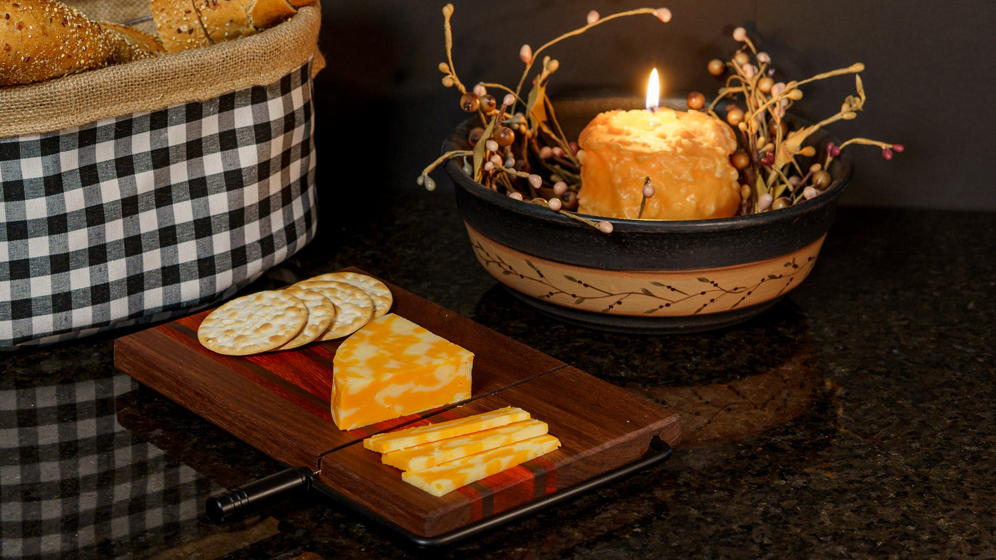 Hardwood Cheeseboards w/ Built-In Cutter | Walnut & Padauk | Rally Stripe Single