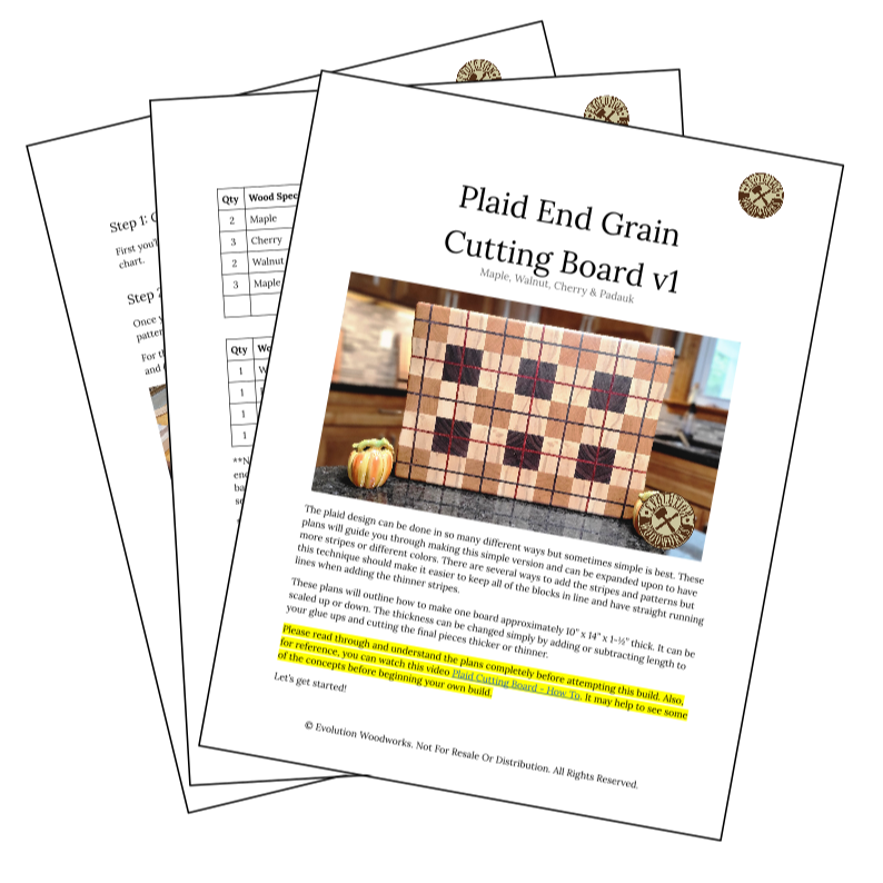 Plaid Cutting Board Plans