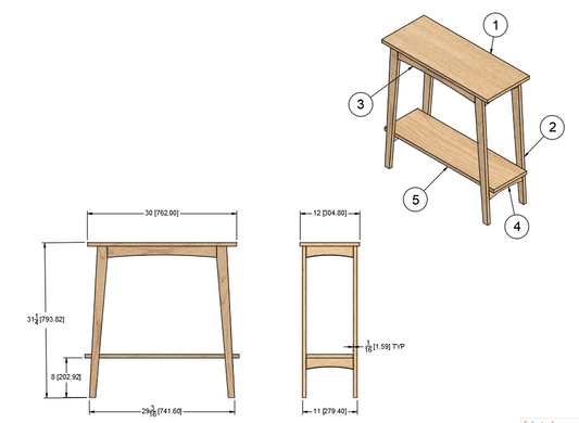 Downloadable Plans - Modern Console Table