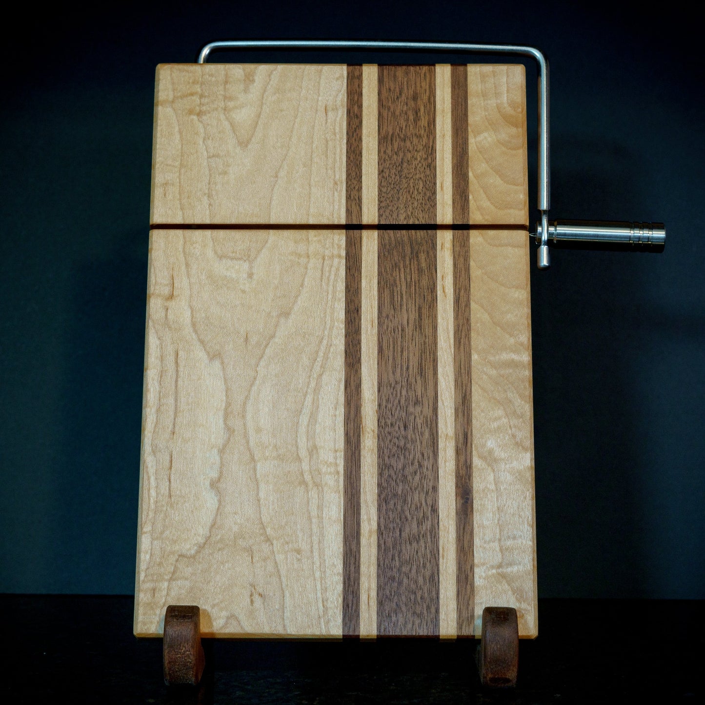 Hardwood Cheeseboards w/ Built-In Cutter | Maple & Walnut | Rally Stripe Single