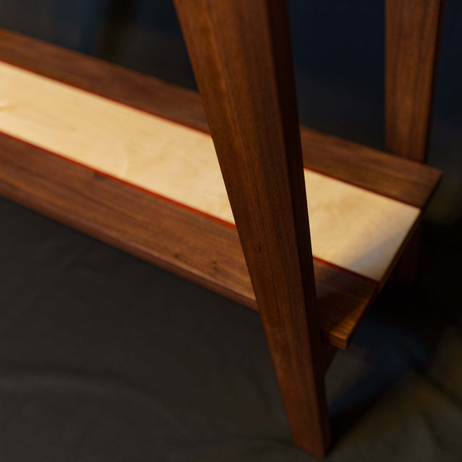 walnut and maple console table