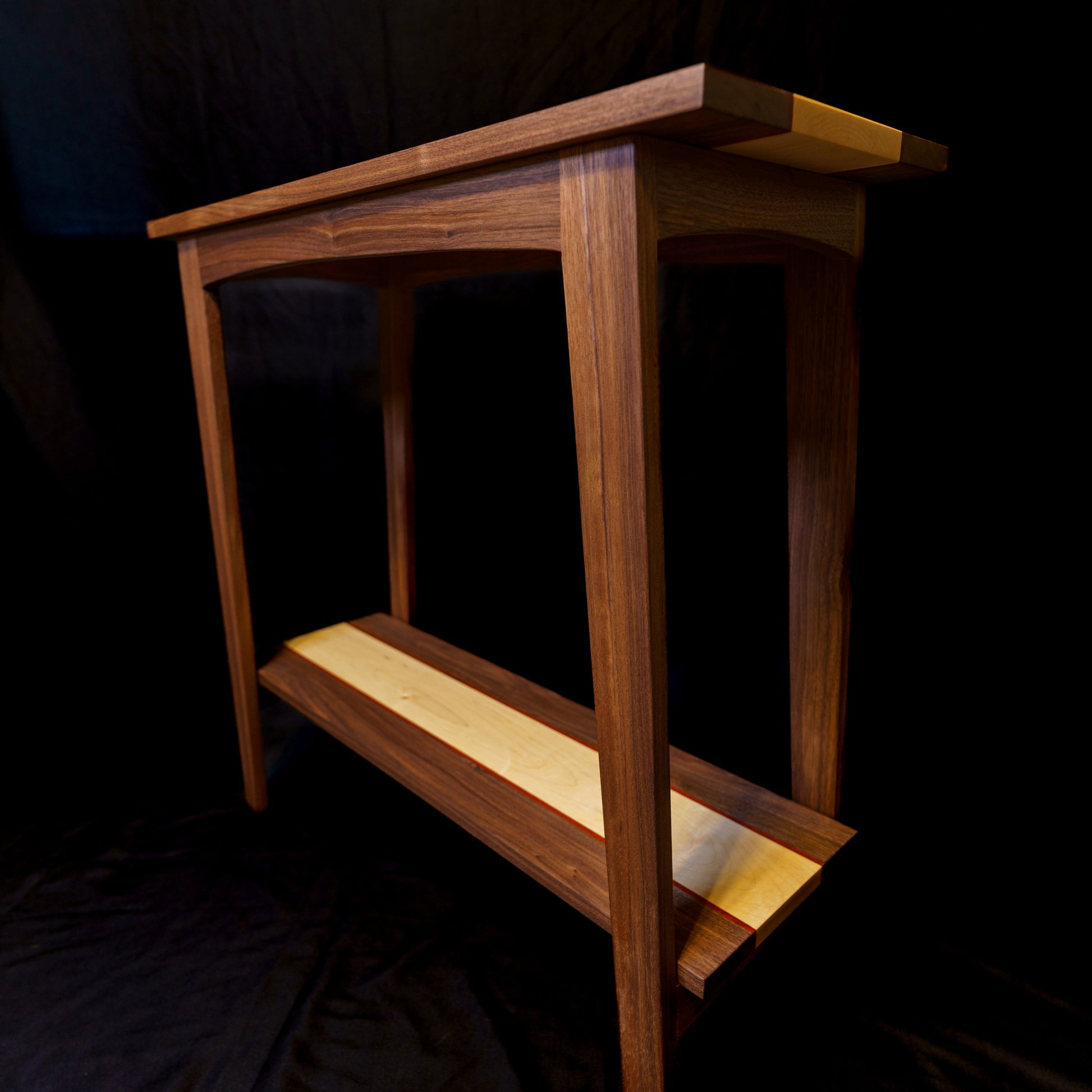 walnut and maple console table