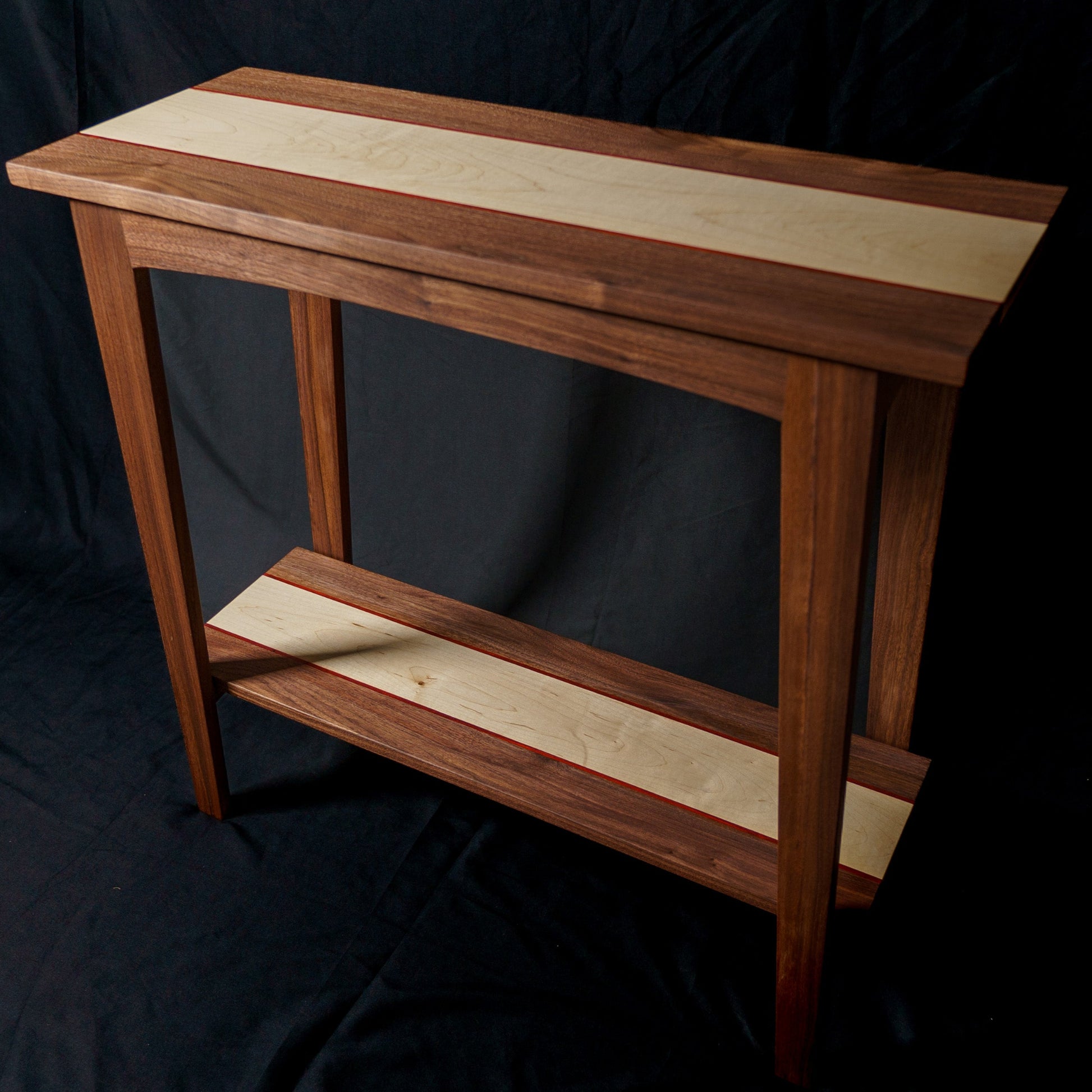 walnut and maple console table