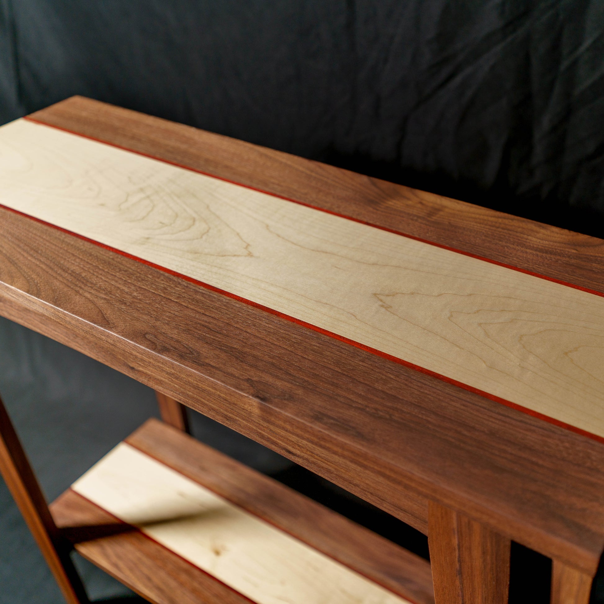 walnut and maple console table