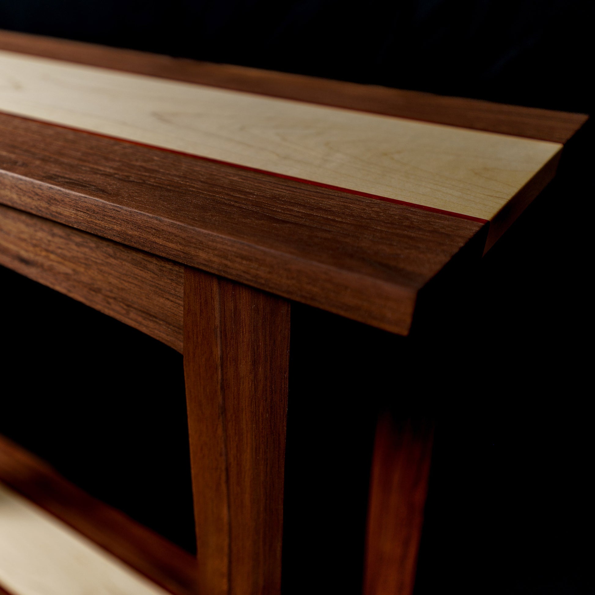 walnut and maple console table