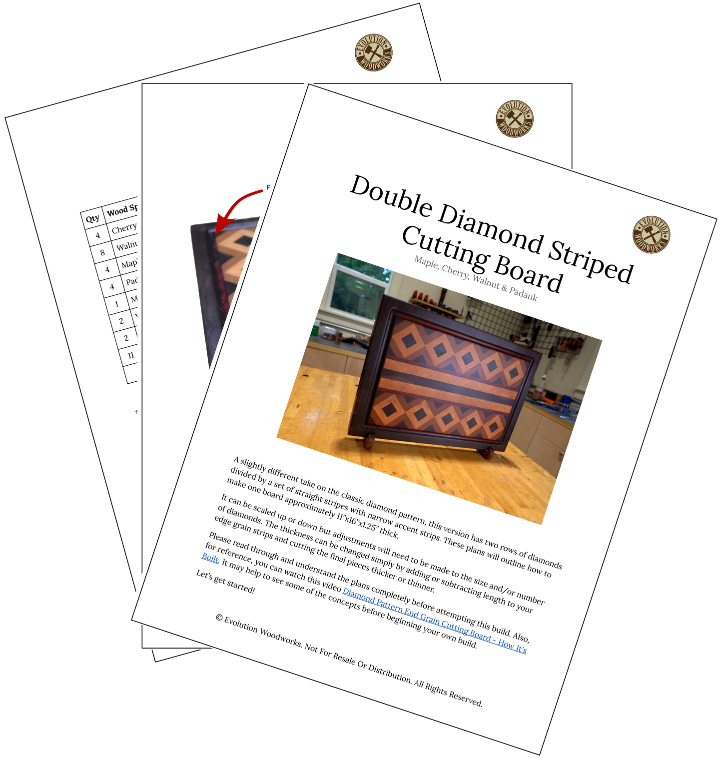 DIY Plans - Double Diamond Striped End Grain Cutting Board
