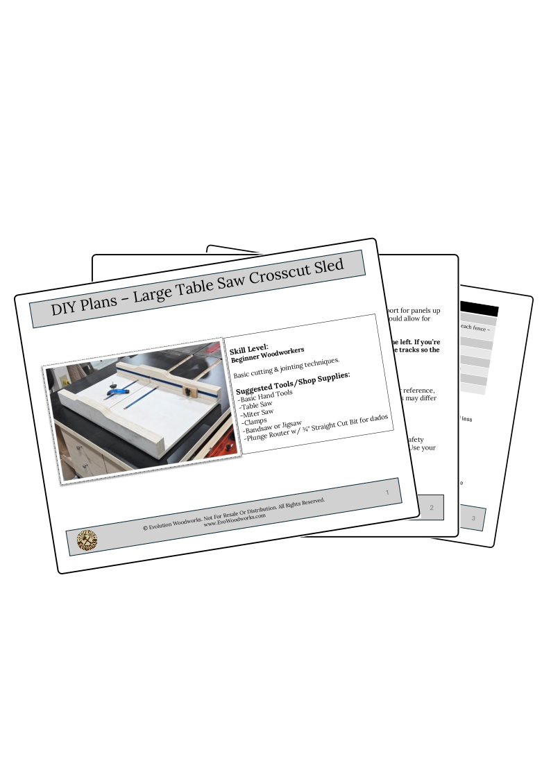DIY Plans - Table Saw Crosscut Sled - Large 24x36 with No-Math Calibration - Standard & Metric