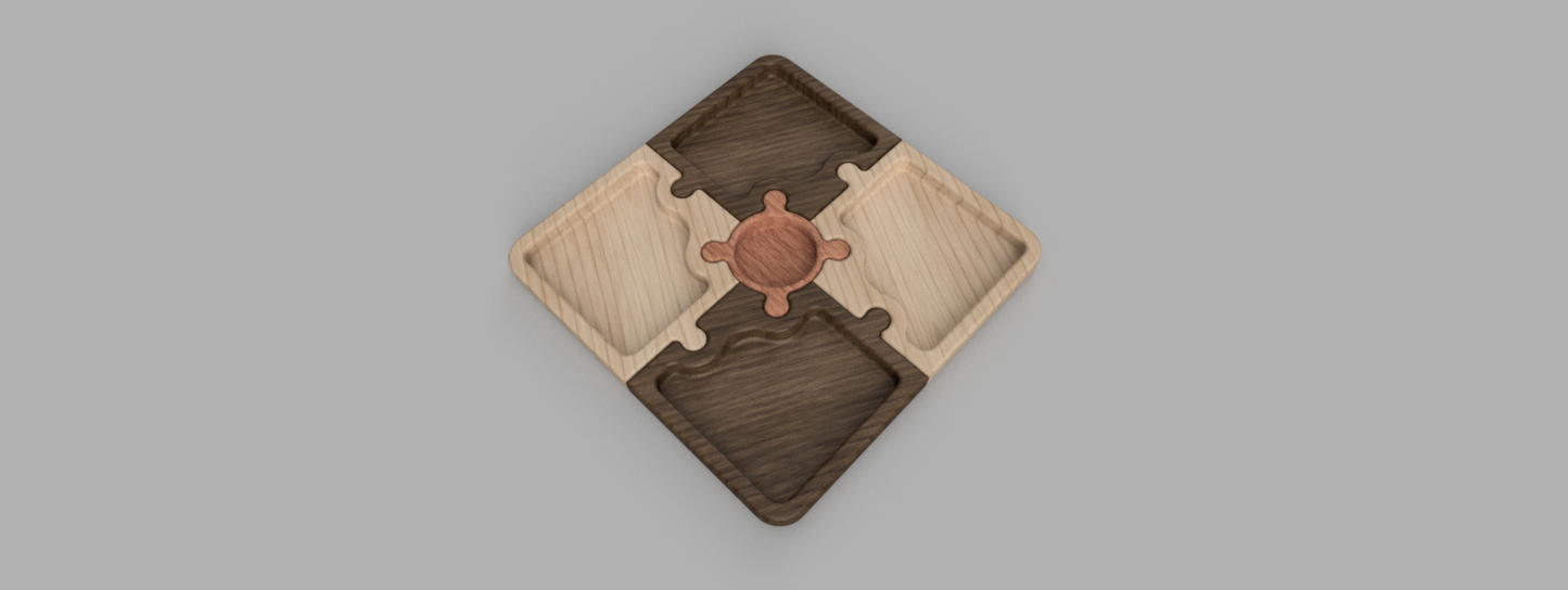 CNC Files svg & dxf Digital Files Puzzle Tray With Center Bowl Veggie Tray Nut Tray Catch All Tray